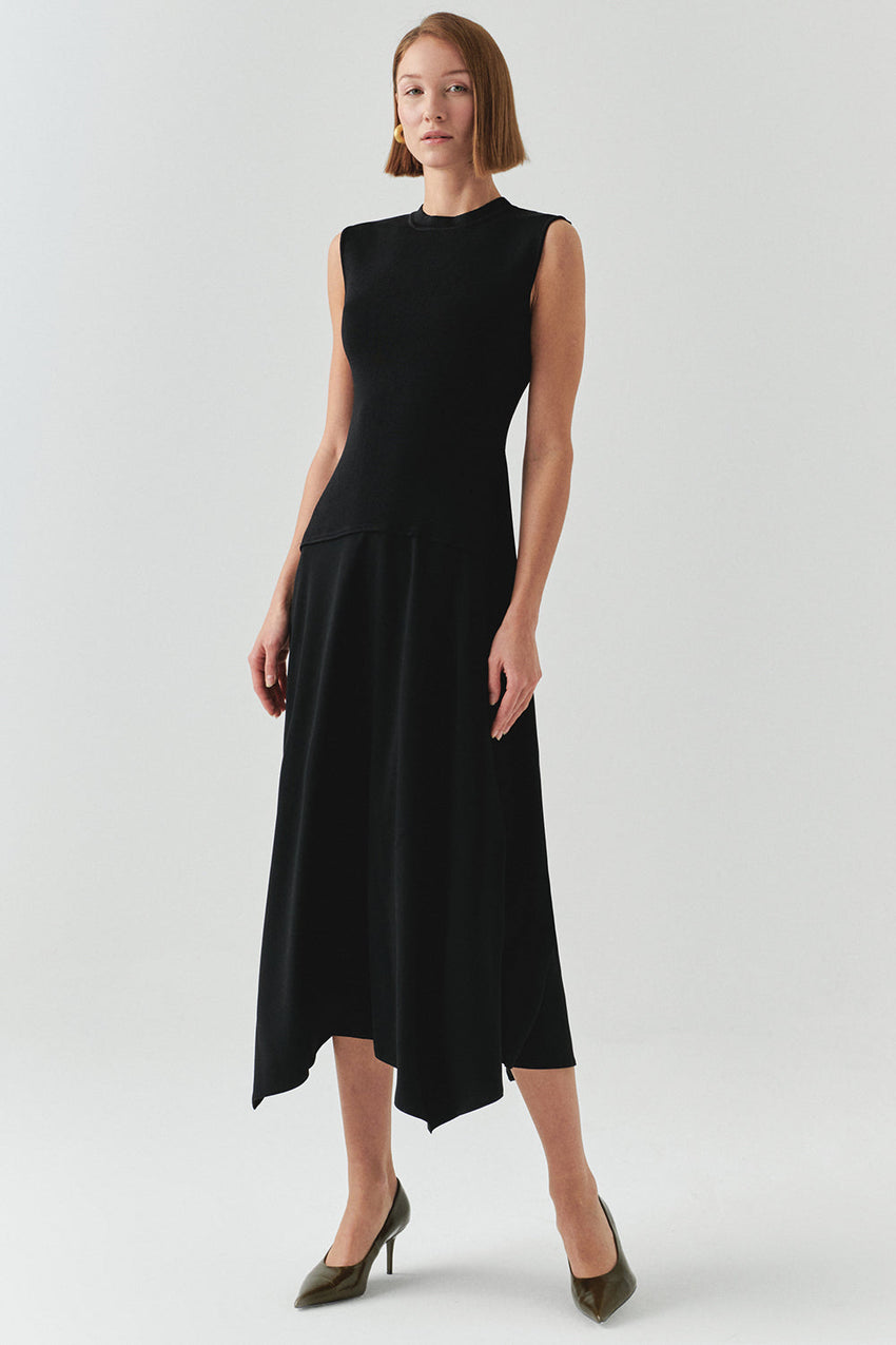 Hadlee Ribbed Top Poplin Skirt Sleeveless Dress
