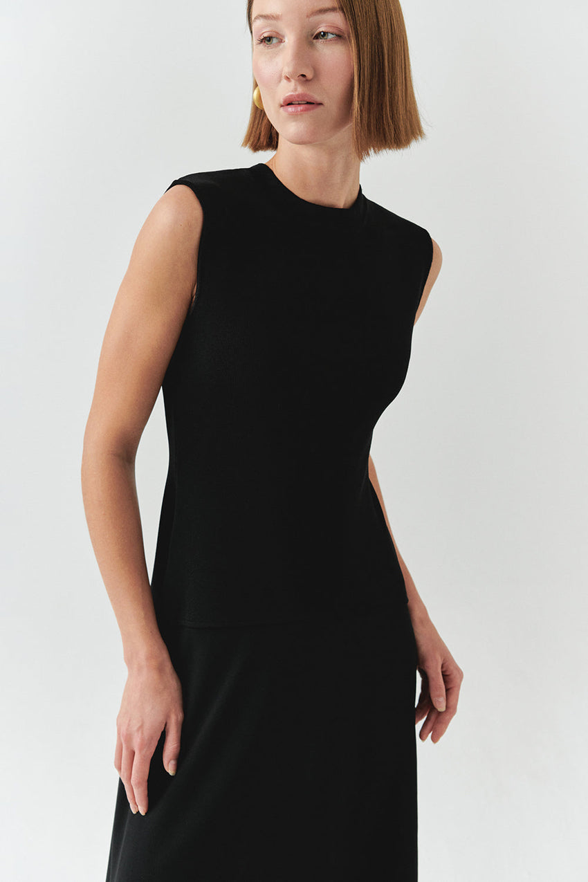 Hadlee Ribbed Top Poplin Skirt Sleeveless Dress