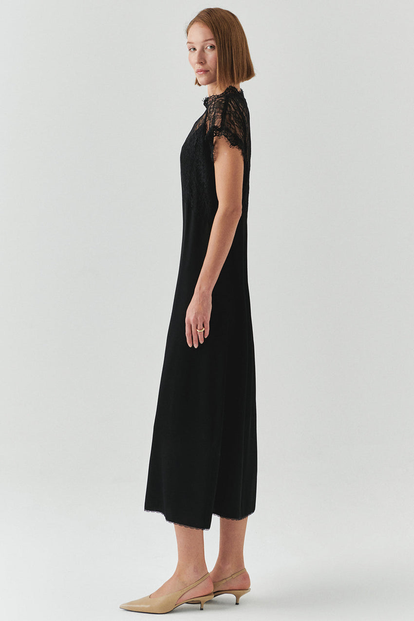 Iyla Lace Trim Crew Neck Dress