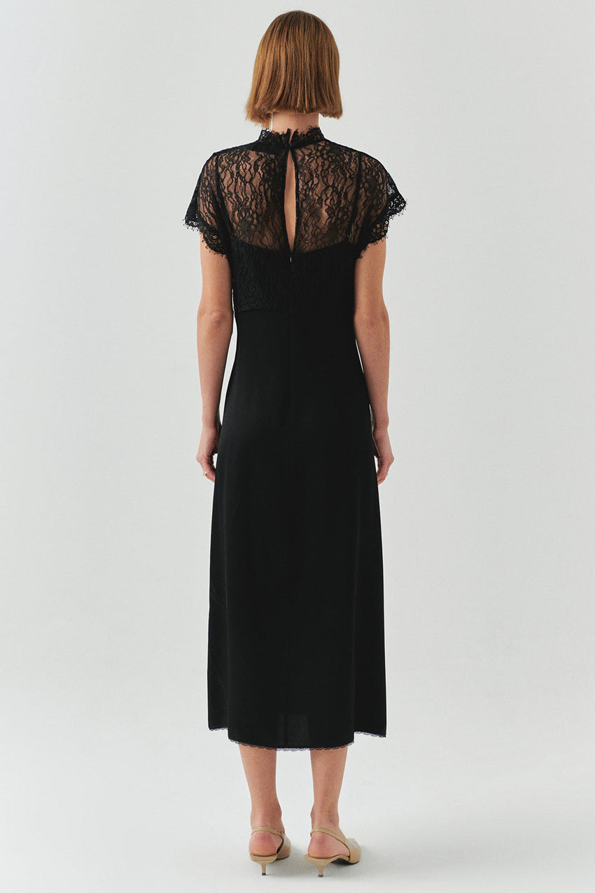 Iyla Lace Trim Crew Neck Dress