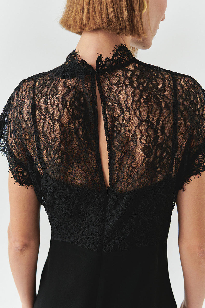 Iyla Lace Trim Crew Neck Dress