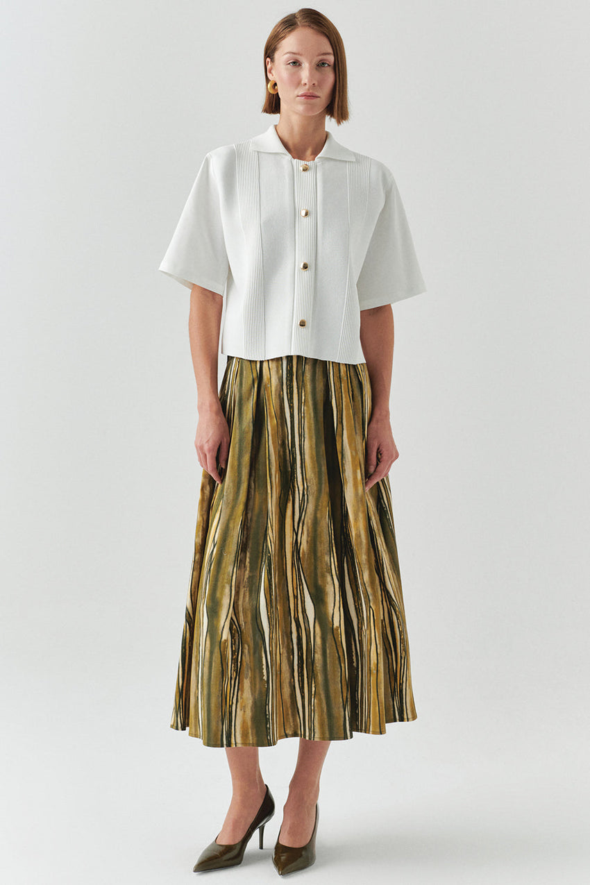 Short Sleeve Knit Trim Poplin Regular Shirt Bone
