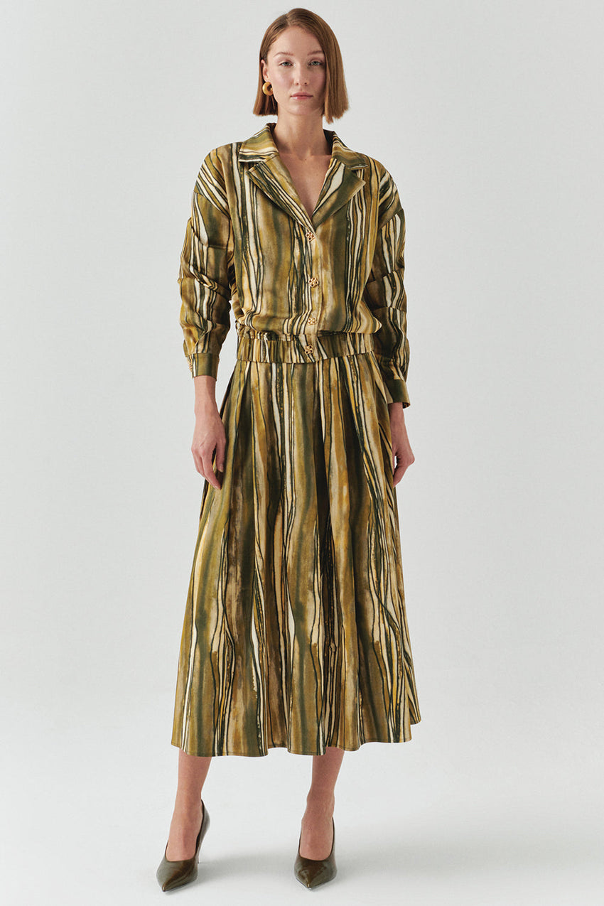 Melina Multi-Color Striped Open Collar Jacket