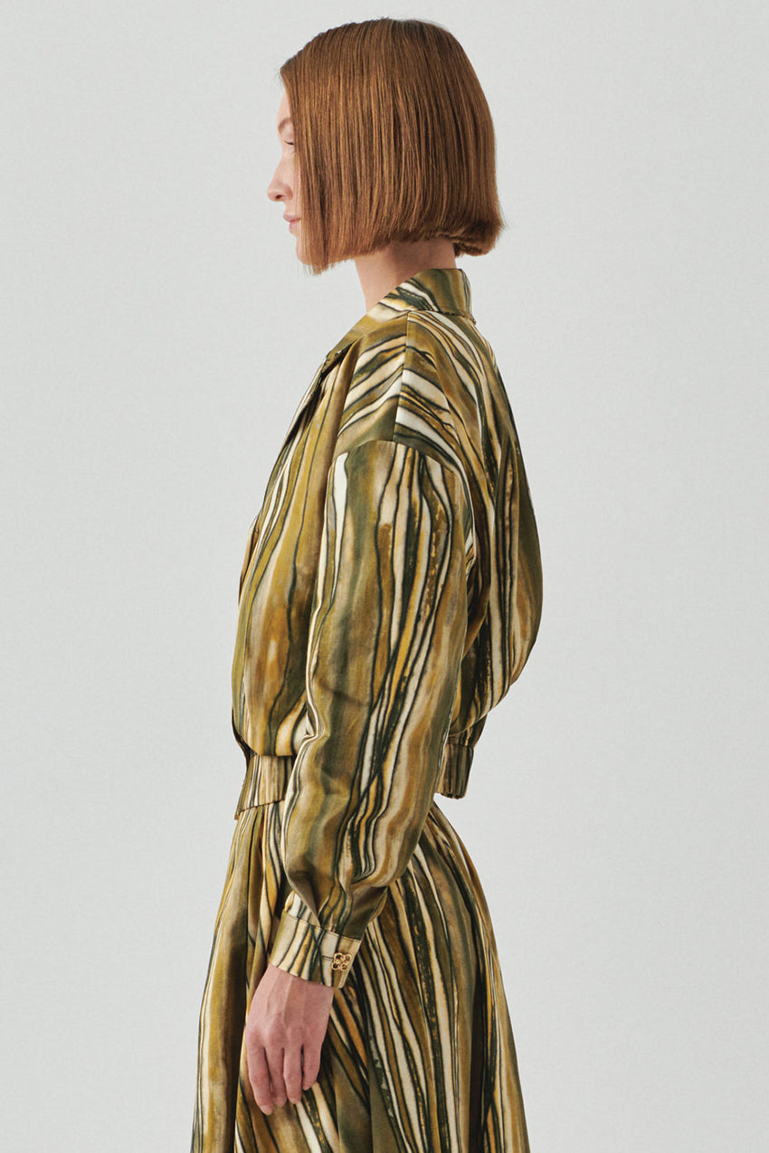 Melina Multi-Color Striped Open Collar Jacket