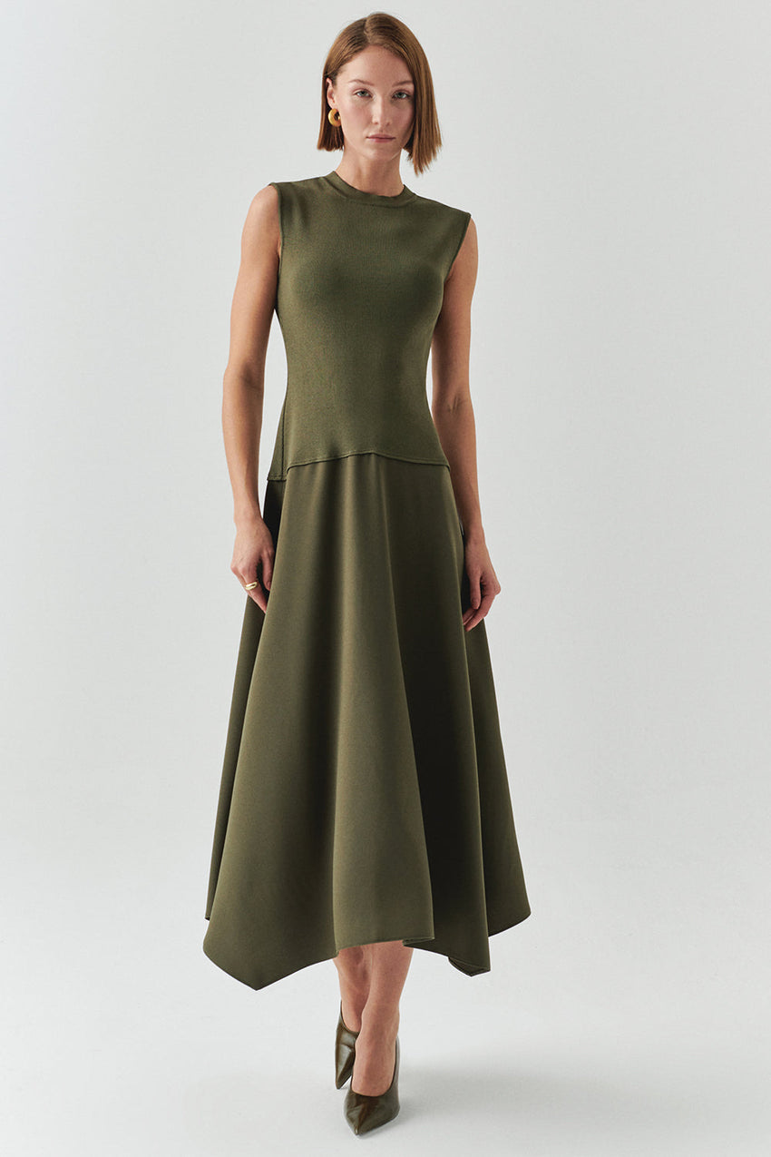 Hadlee Ribbed Top Poplin Skirt Sleeveless Dress