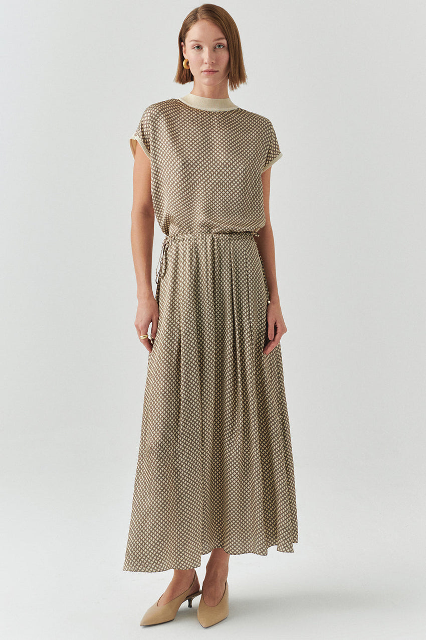 Dalia Printed Pocketed Midi Skirt