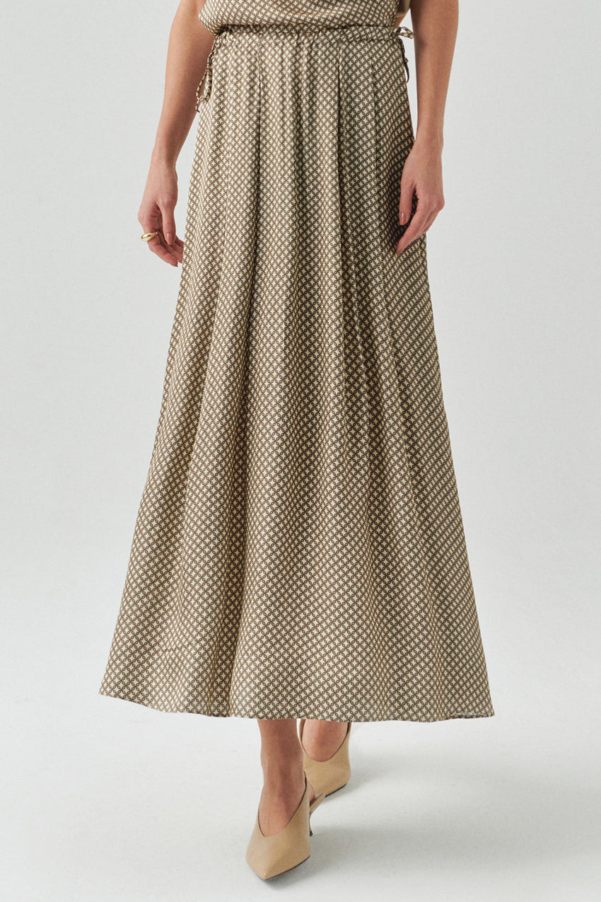 Dalia Printed Pocketed Midi Skirt