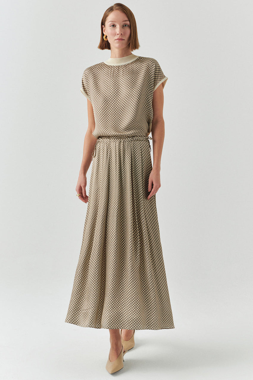 Dalia Printed Pocketed Midi Skirt