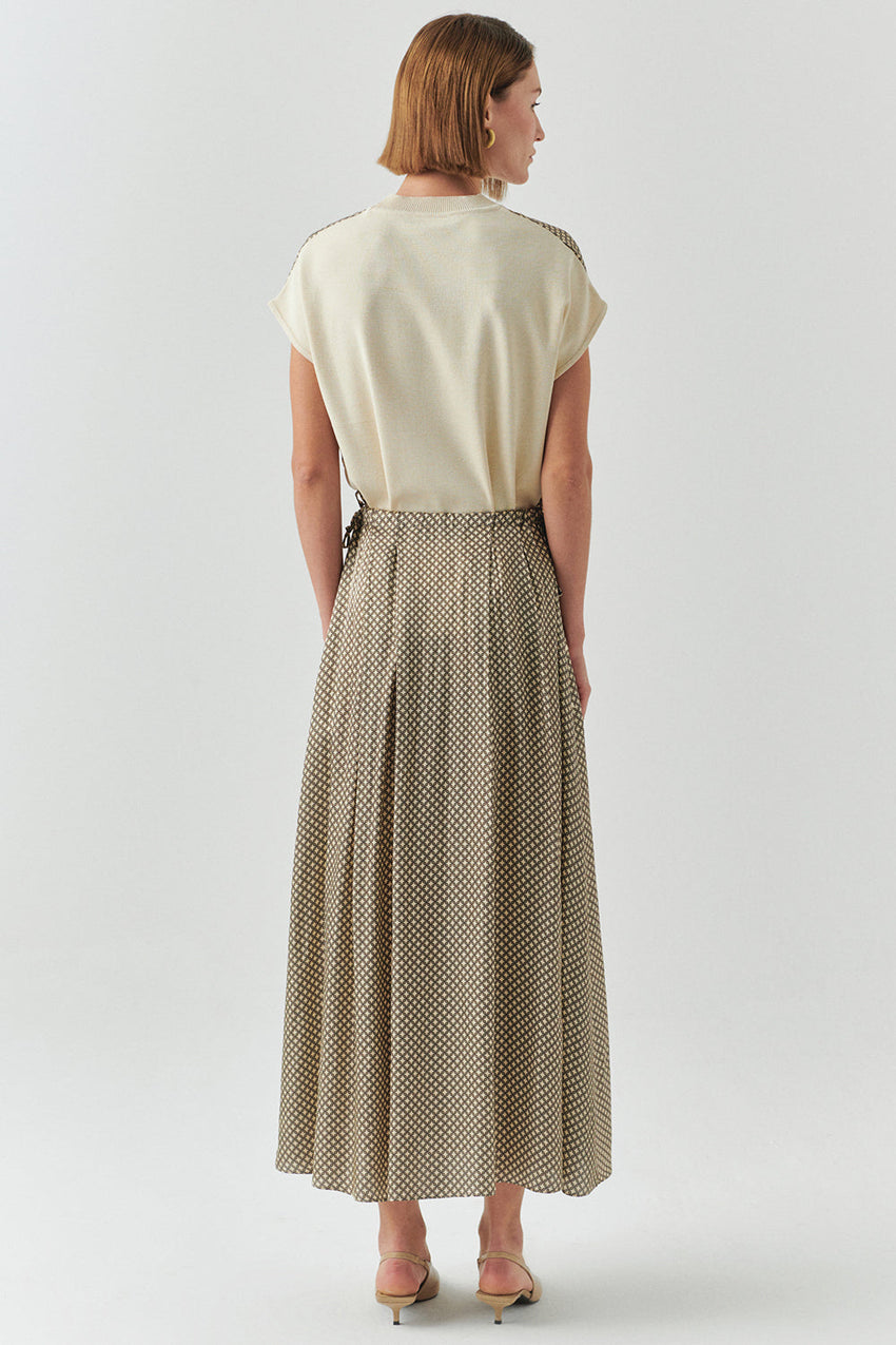 Dalia Printed Pocketed Midi Skirt