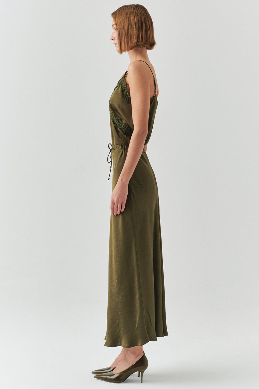 Liv Khaki Pocketed Midi Skirt