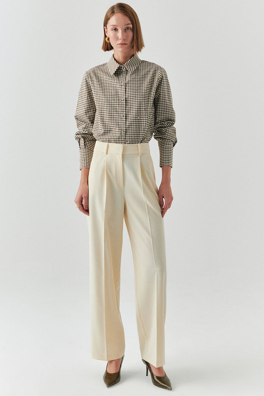 Guinevere Ecru Tailored Pocketed Pants