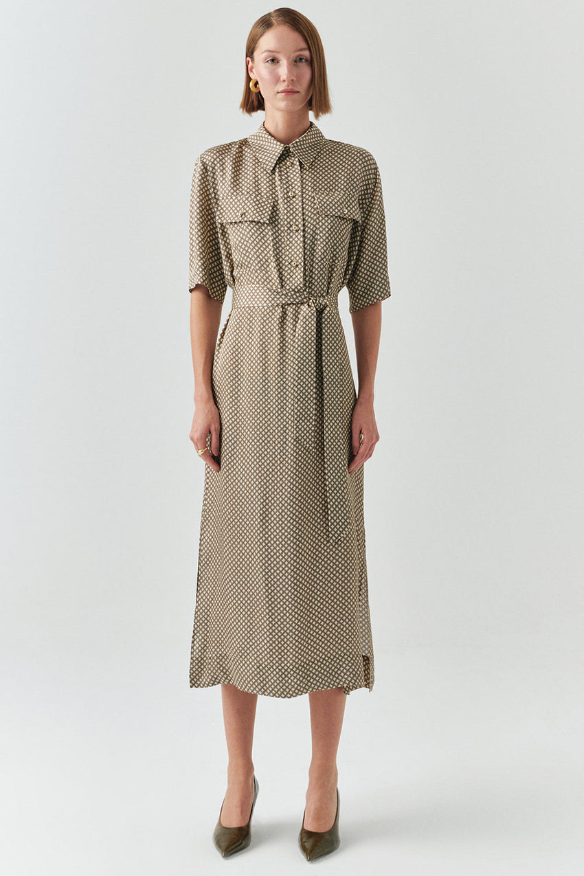Sasha Printed Short Sleeve Shirt Dress