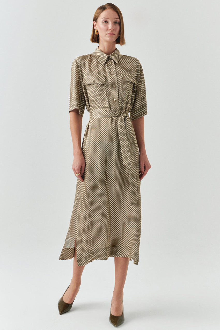 Sasha Printed Short Sleeve Shirt Dress