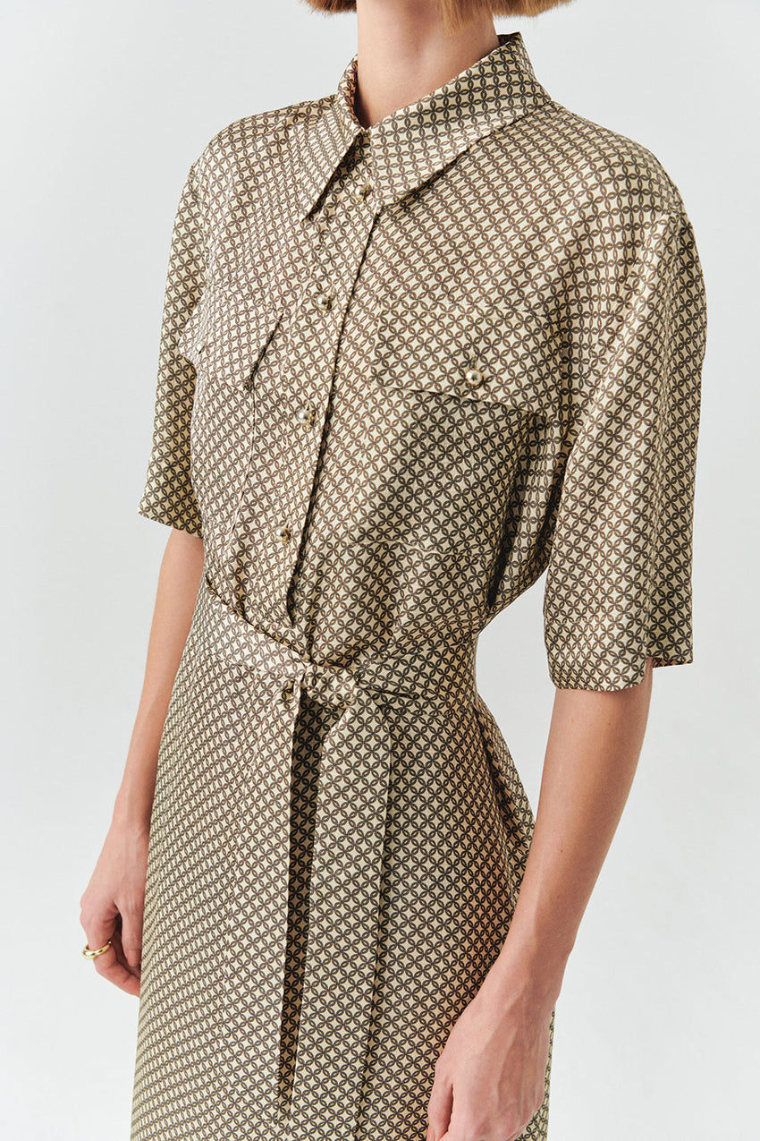 Sasha Printed Short Sleeve Shirt Dress