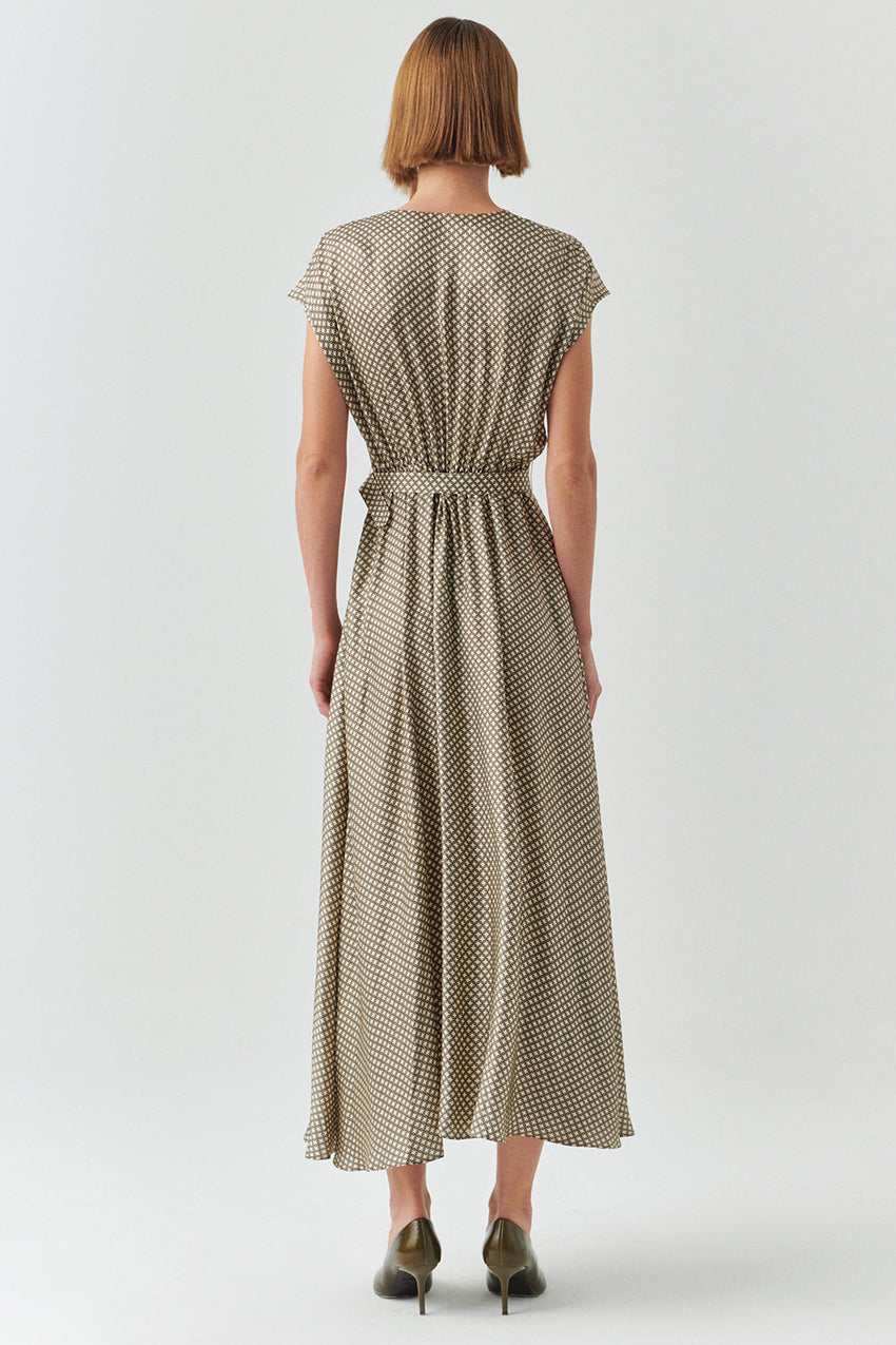 Leslie Geo Printed Cowl Neck Dress