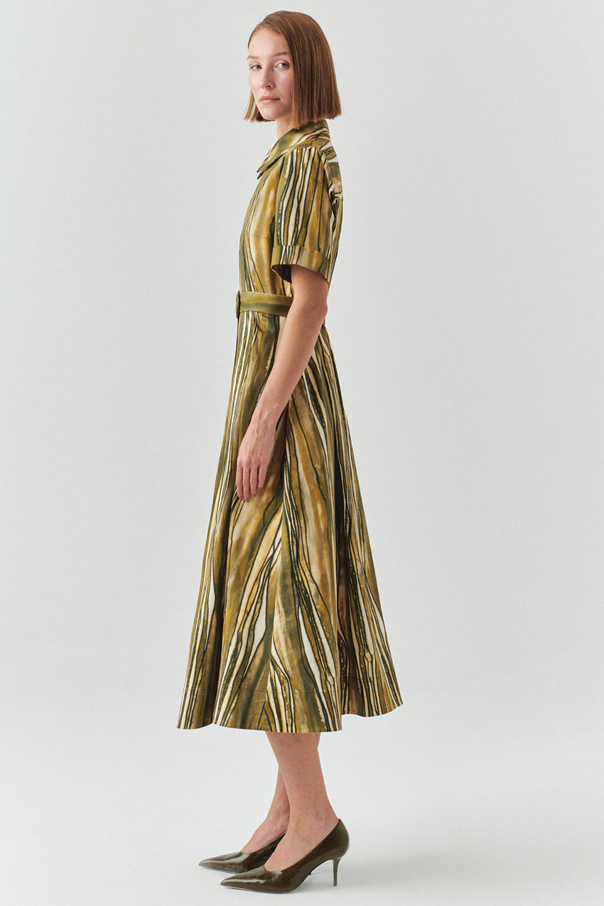 Anais Poplin Short Sleeve Shirt Collar Dress with Pockets