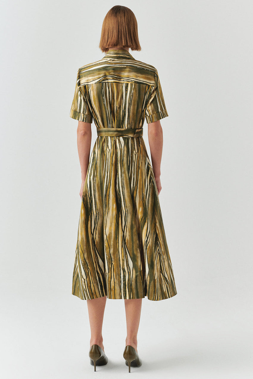 Anais Poplin Short Sleeve Shirt Collar Dress with Pockets