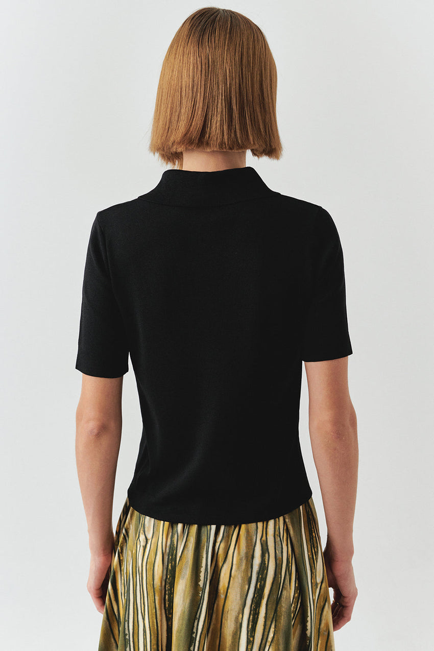 Jaylah Short Sleeve Shirt Collar Sweater
