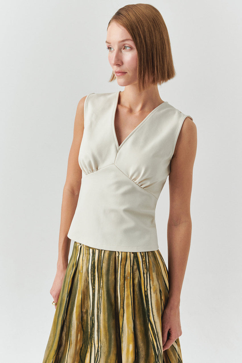 Baylor Beaded Sleeveless V-Neck Knit Blouse