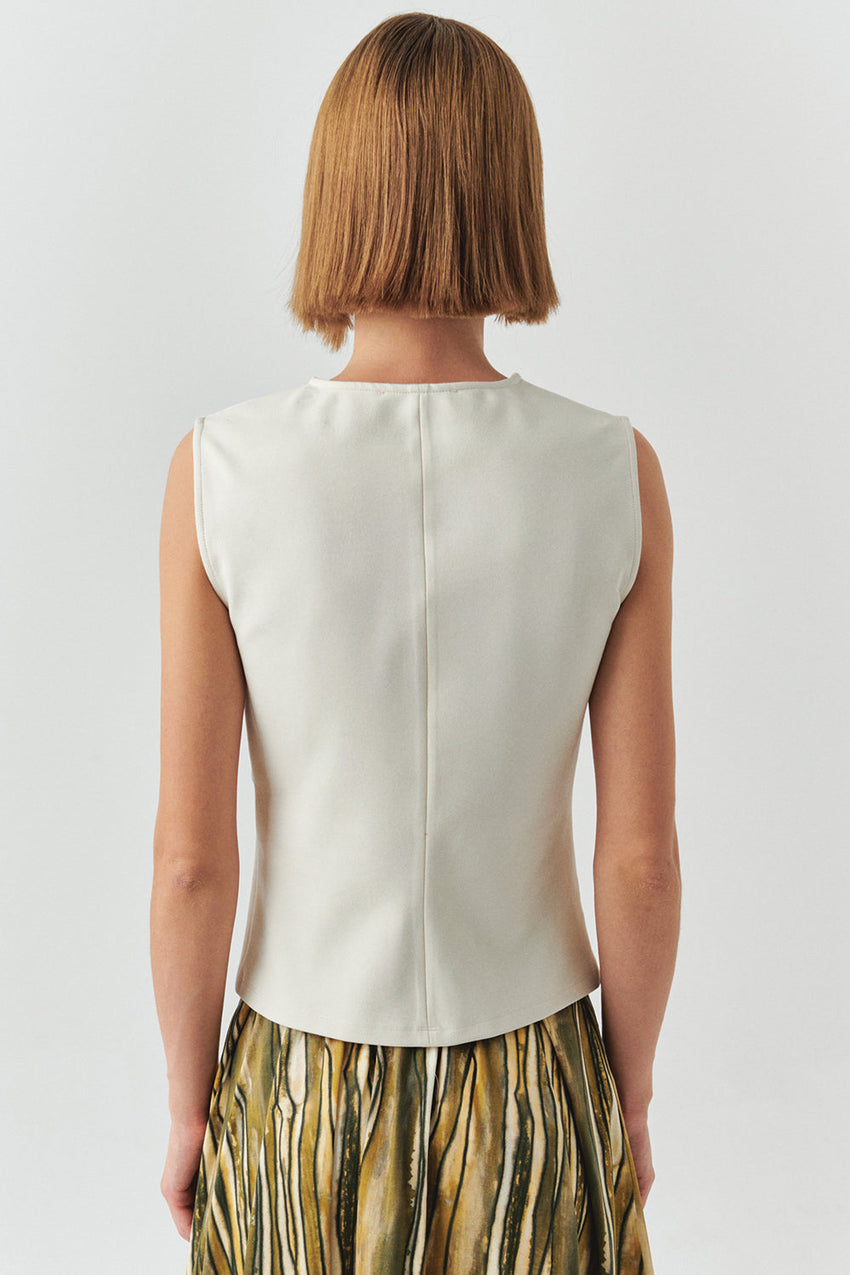 Baylor Beaded Sleeveless V-Neck Knit Blouse