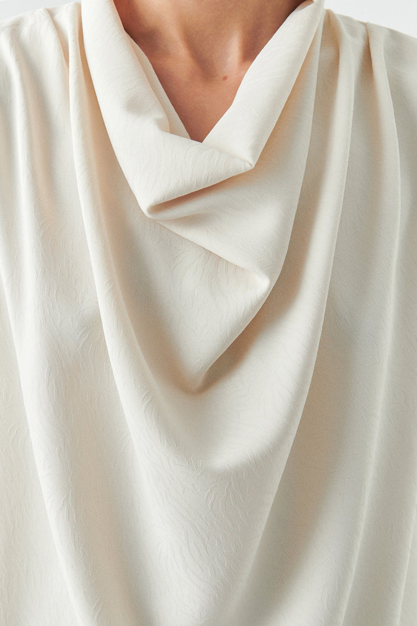 Ashlyn Cream Sleeveless Cowl Neck Blouse