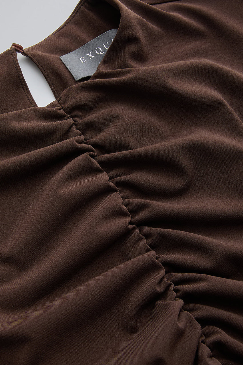 Melany Brown Long Sleeve V-Neck Knit Dress