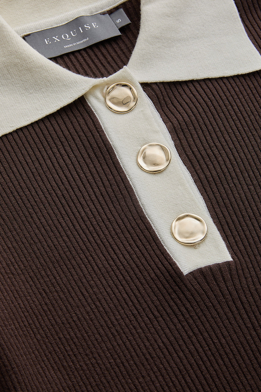 India Ribbed Poplin Collar Sweater