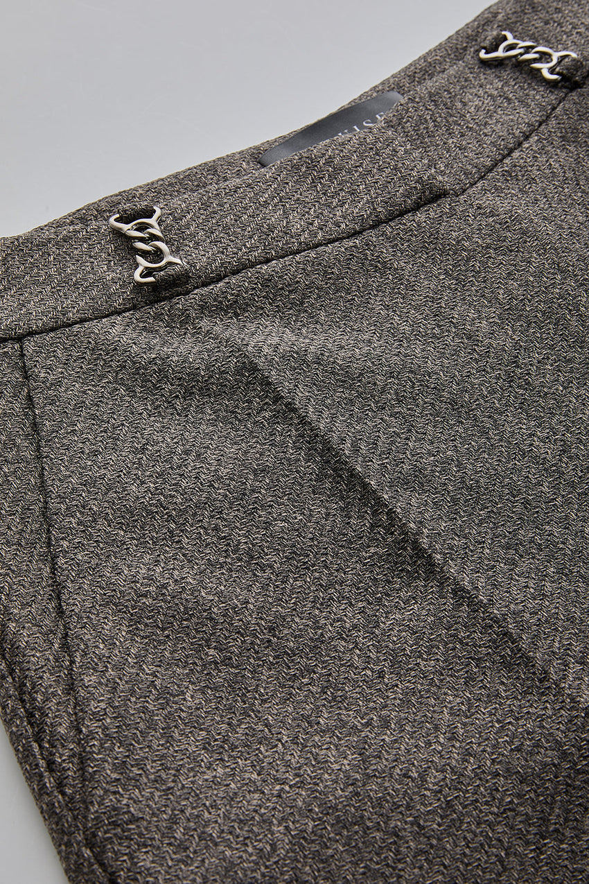Natasha Grey Wide-Leg Pocketed Pants