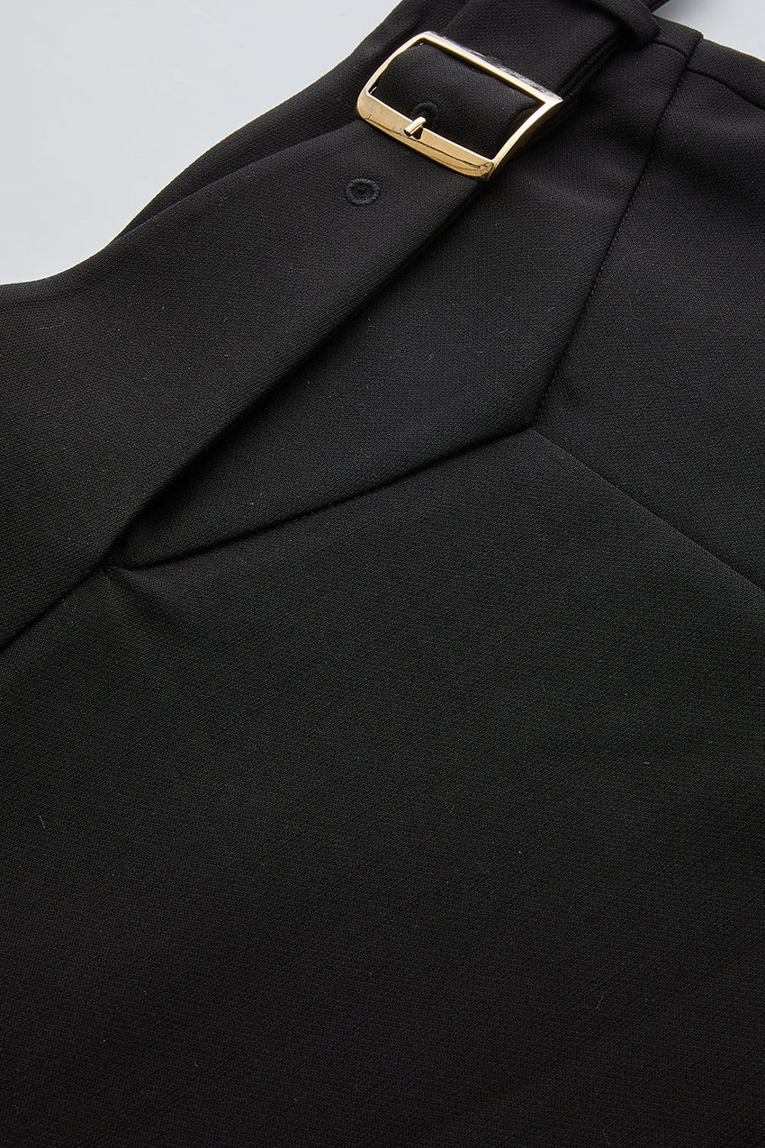 Sol Black Flared Midi Skirt