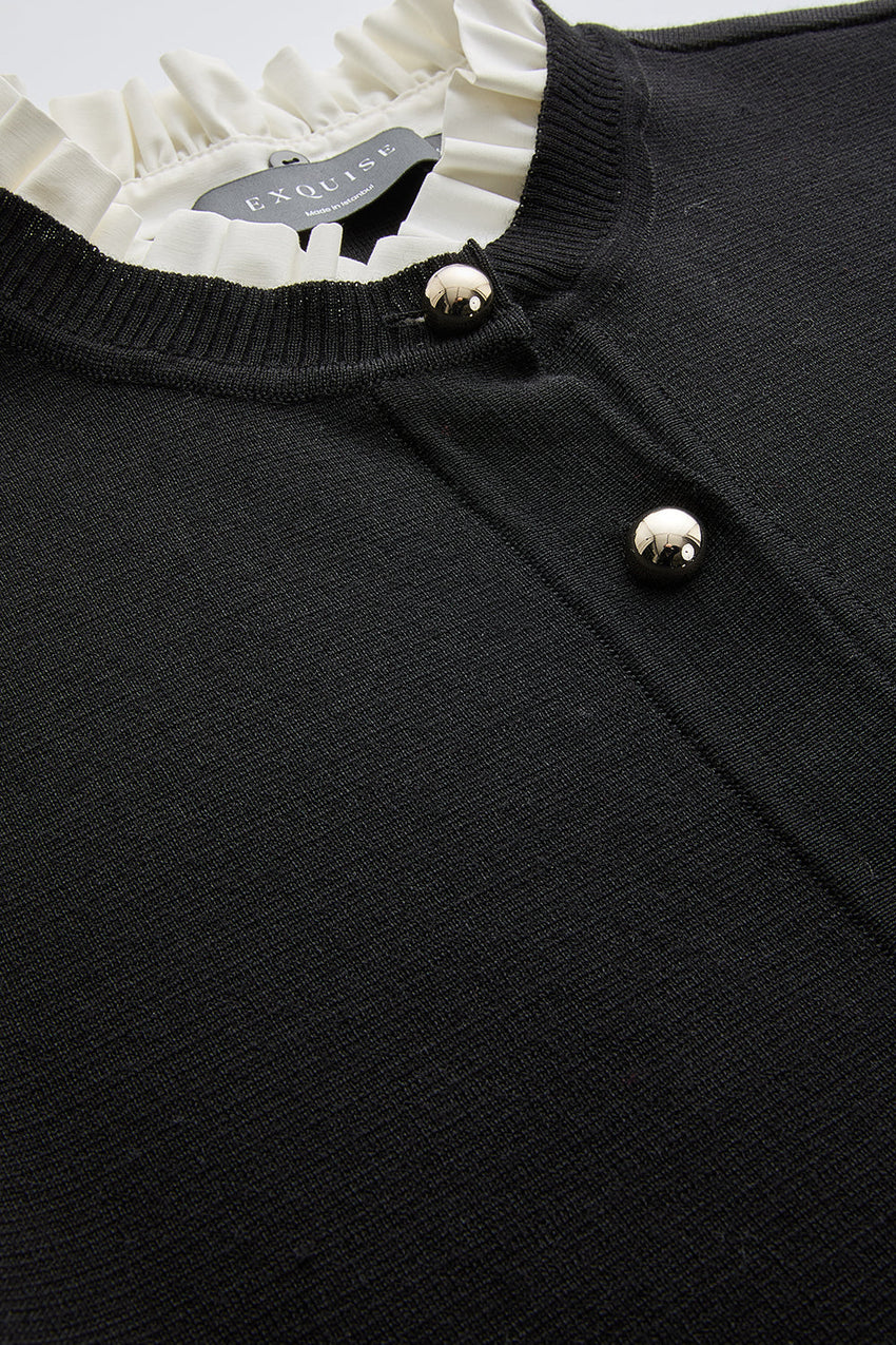 Kamilah Removable Collar Crew Neck Cardigan