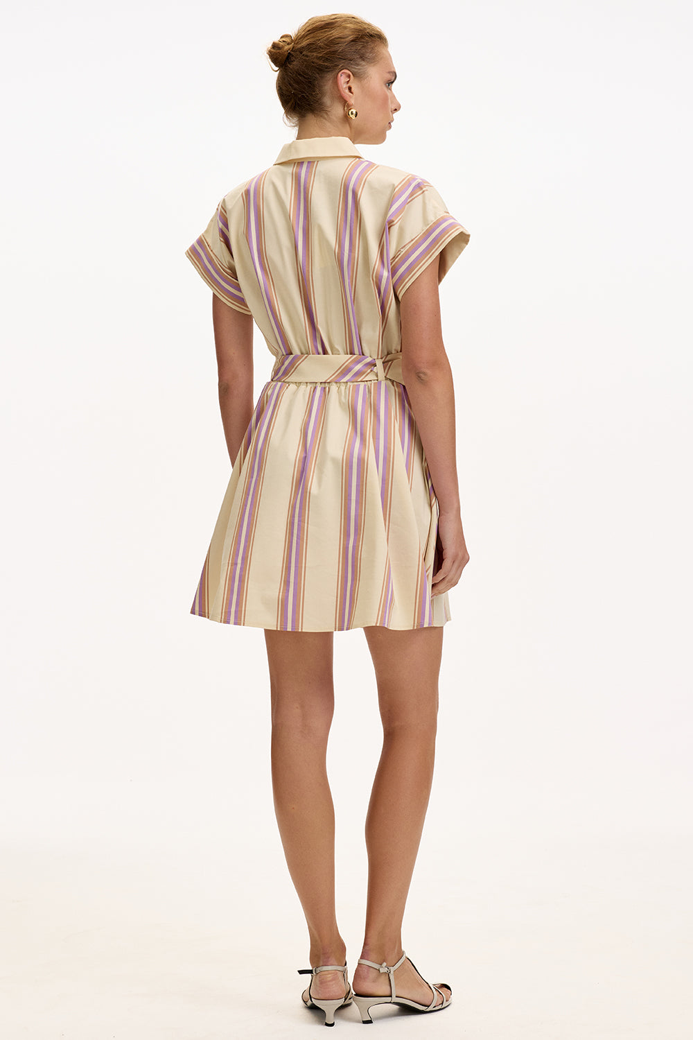 Short Sleeve Mini Shirt Dress - MULTI COLOR