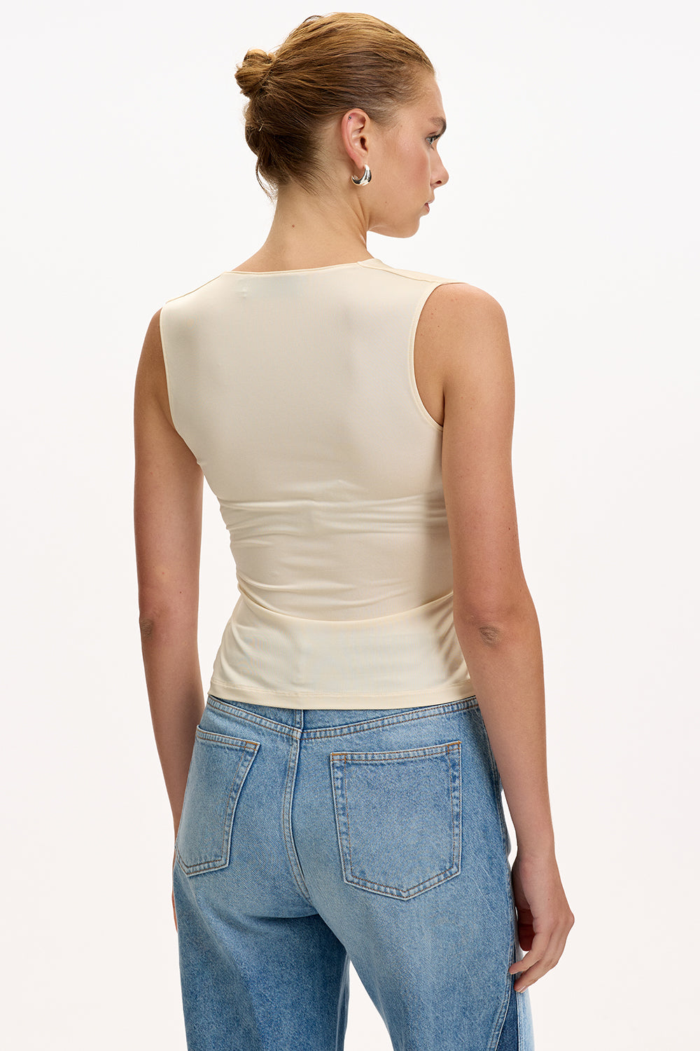 Slim V Neck Blouse - ECRU