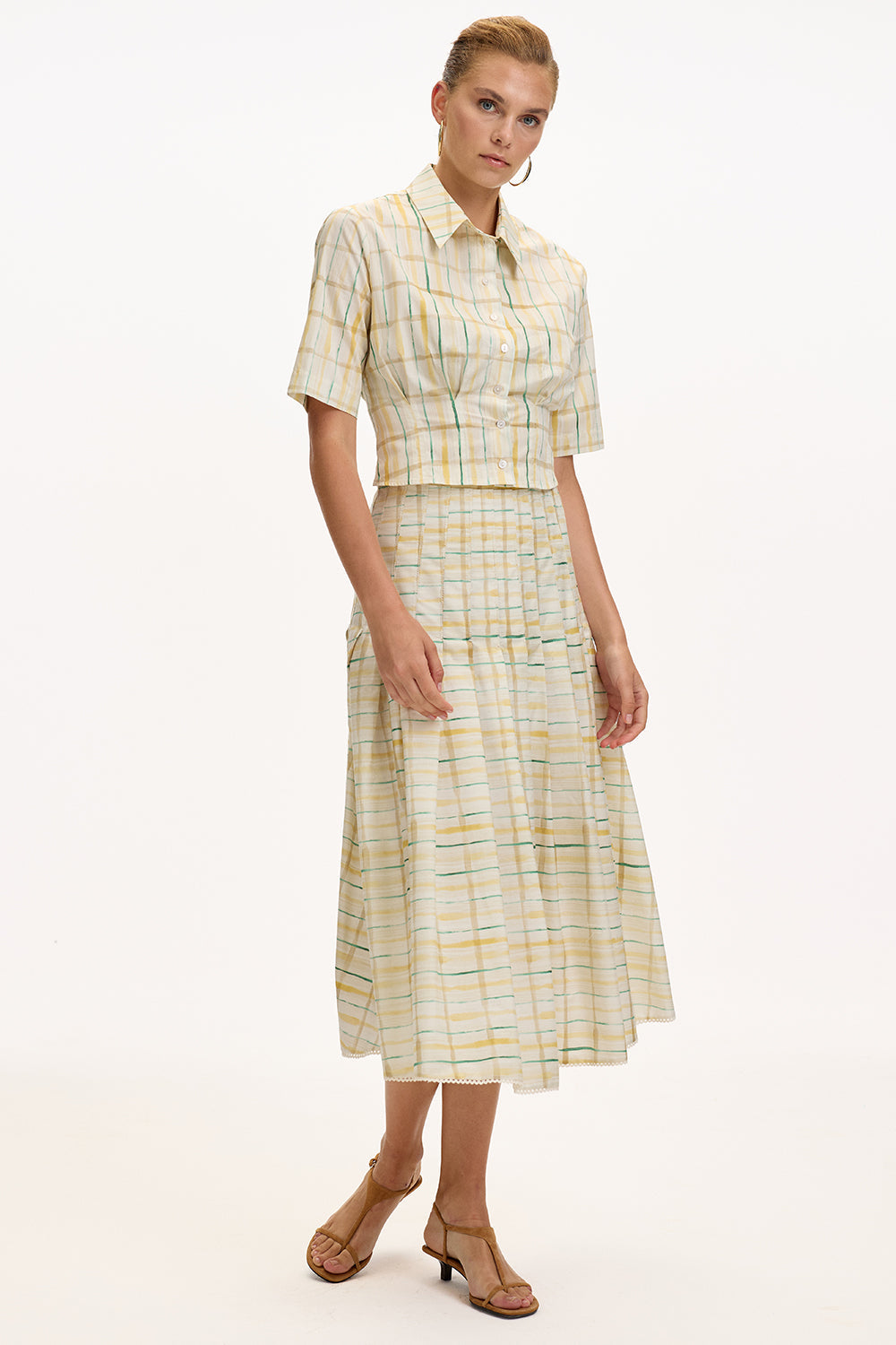High Waist Woven Midi Skirt  - MULTI COLOR