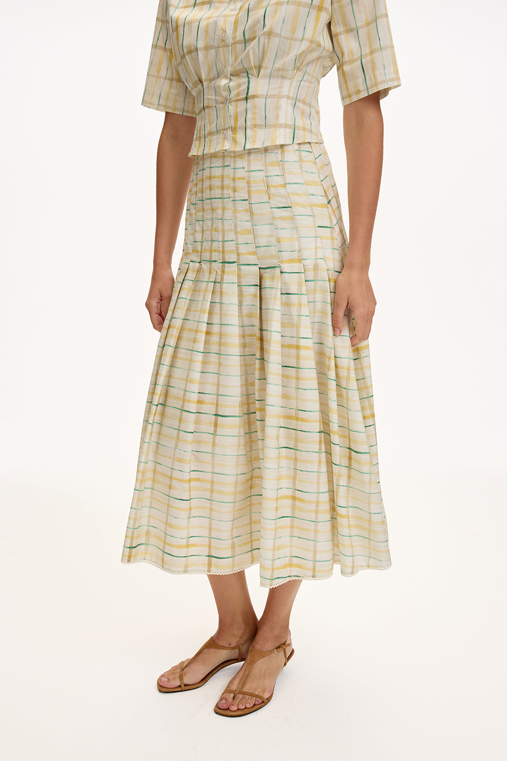 High Waist Woven Midi Skirt  - MULTI COLOR