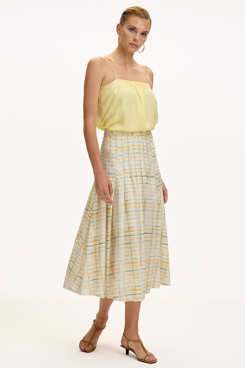 High Waist Woven Midi Skirt  - MULTI COLOR