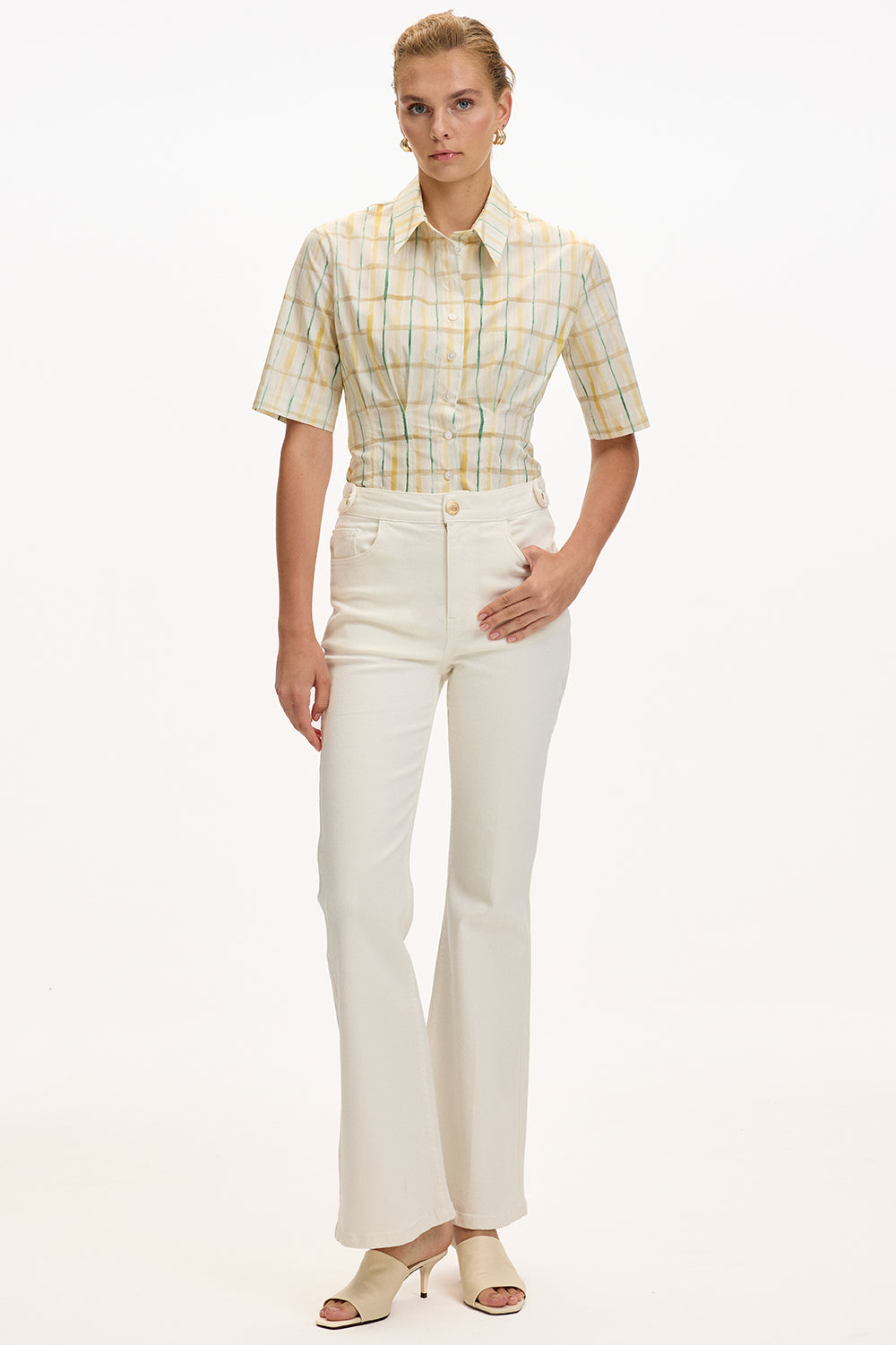 High Waist Jeans  - WHITE