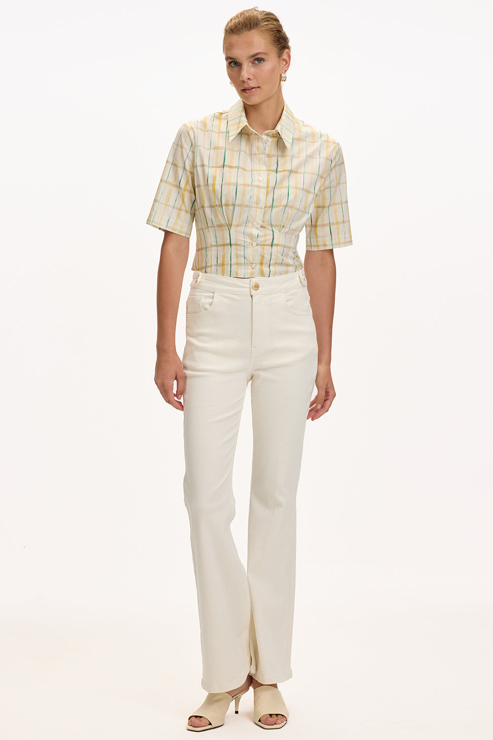High Waist Jeans  - WHITE
