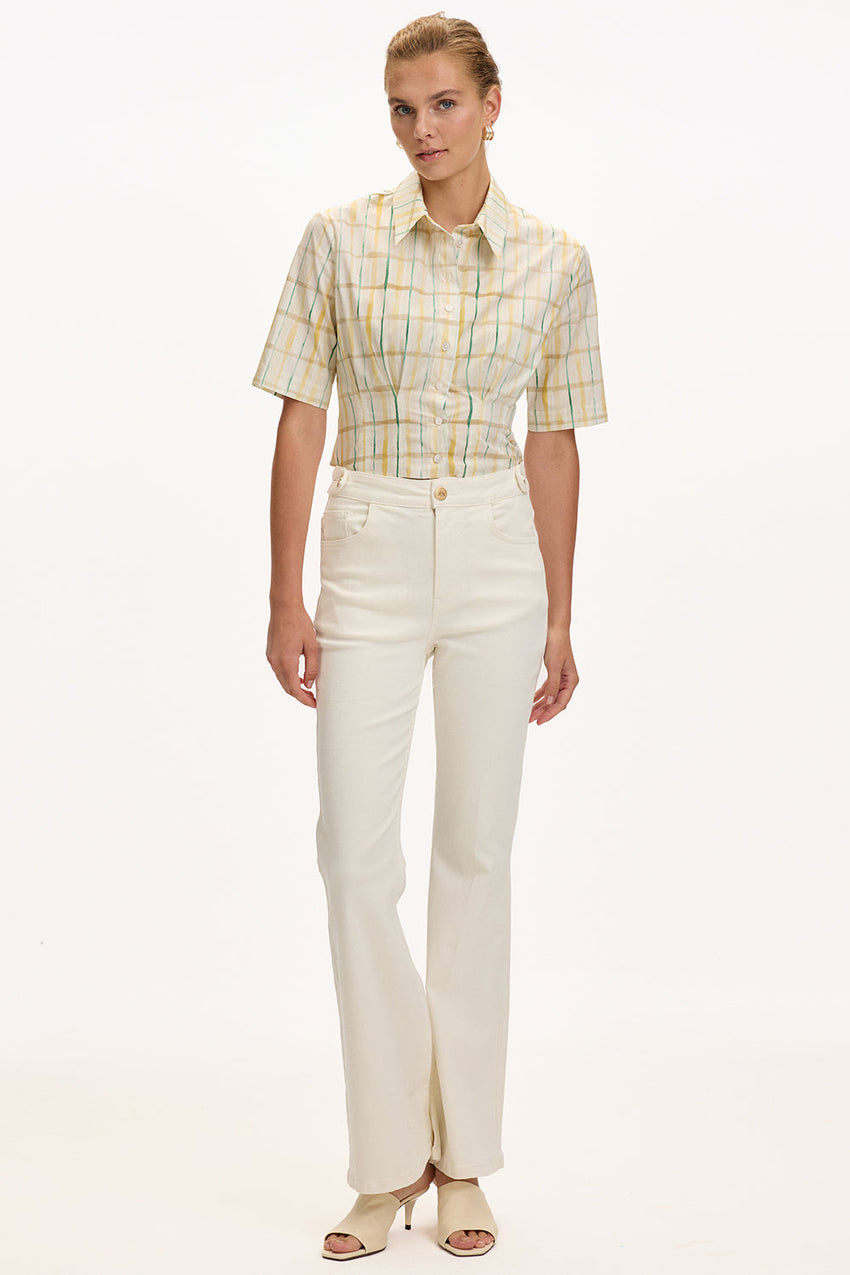 High Waist Jeans  - WHITE