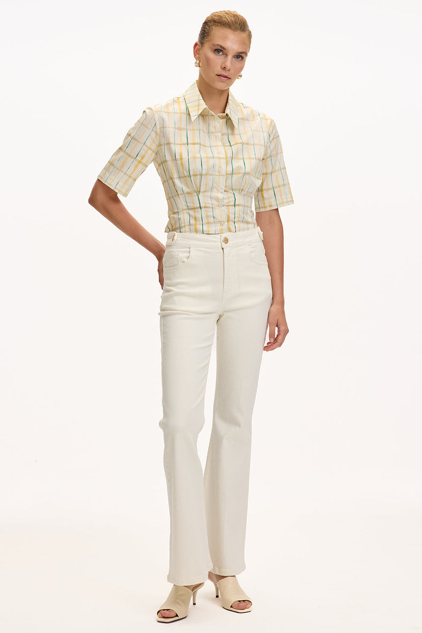 High Waist Jeans  - WHITE