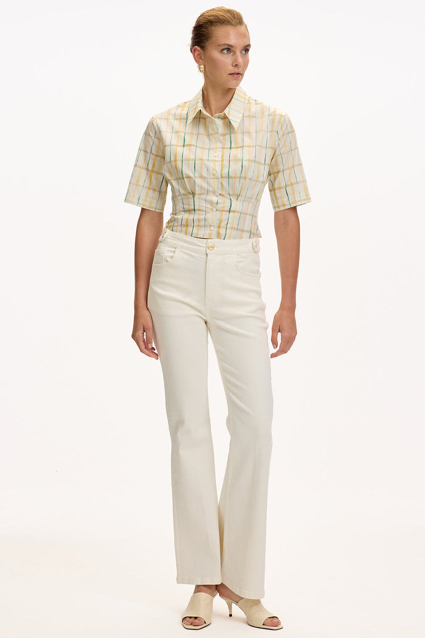 High Waist Jeans  - WHITE