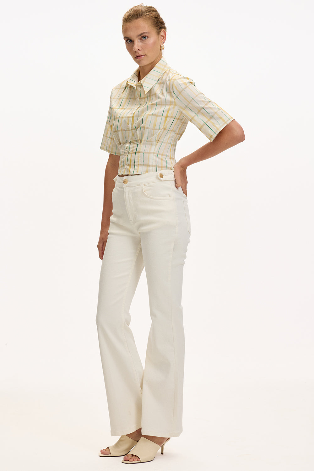 High Waist Jeans  - WHITE