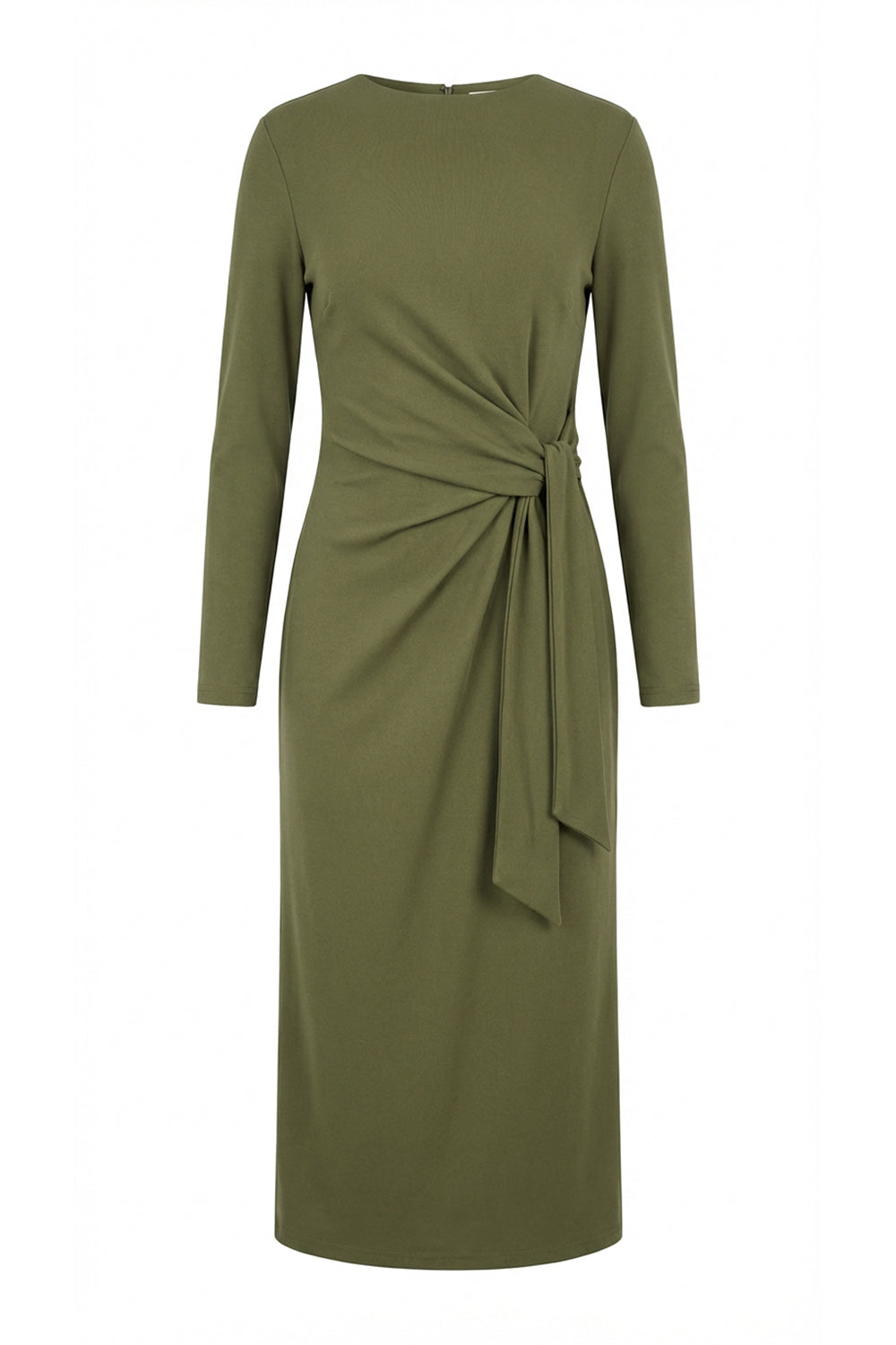 Crew Neck Knit Dress - KHAKI