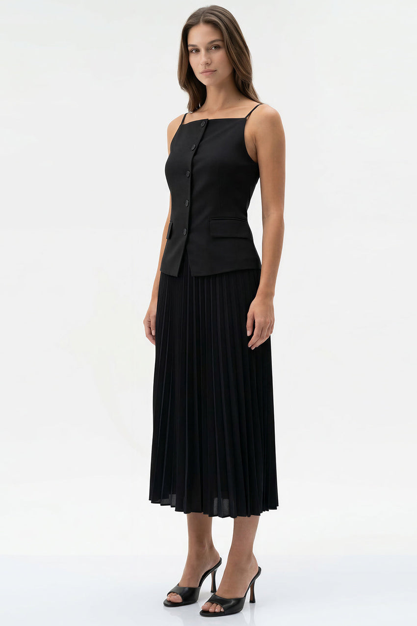 Tank Top Midi Dress - BLACK