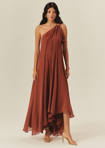 Ethereal One-Shoulder Chiffon Maxi