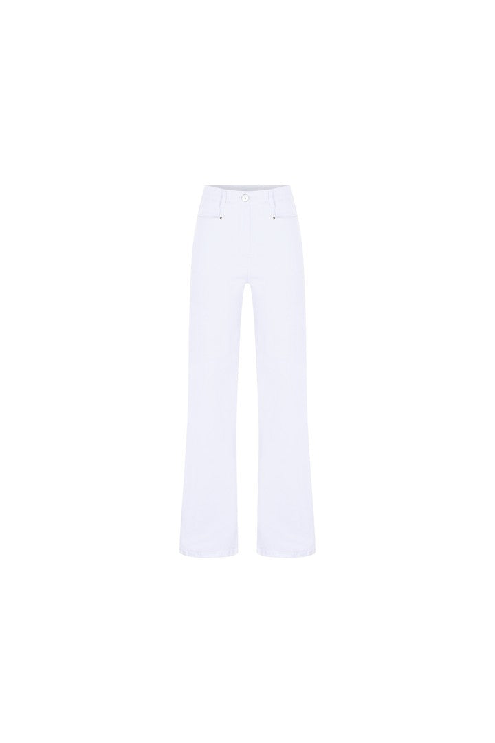 High-Waisted White Flare Jeans