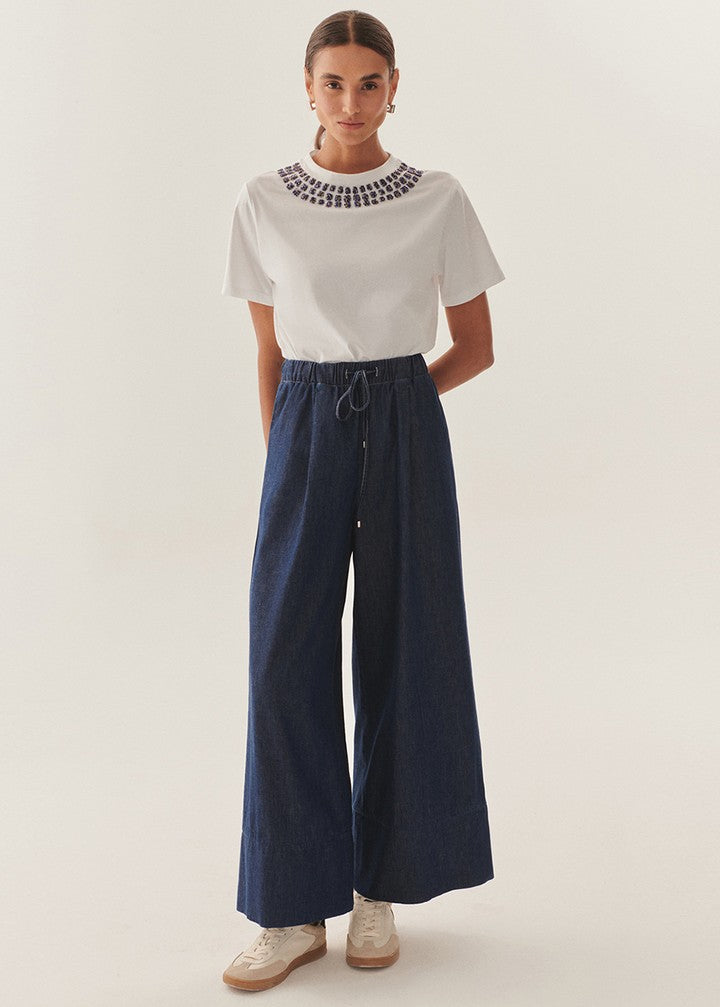 Indigo Drawstring Palazzo Pants