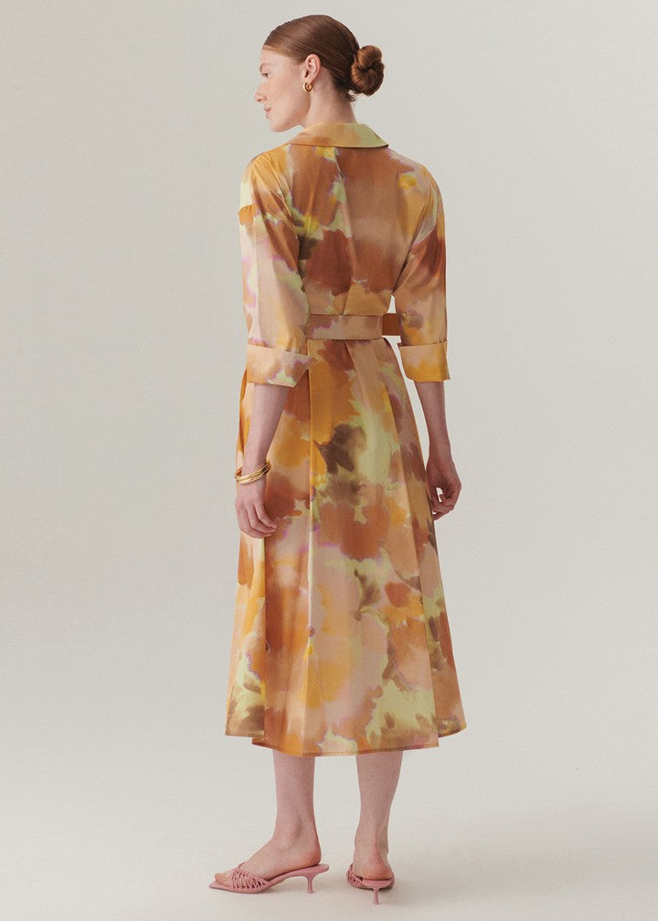Watercolor  Belted Cotton Dress