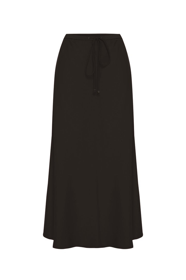 Regular Fit Satin Midi Skirt with Drawstring Detail