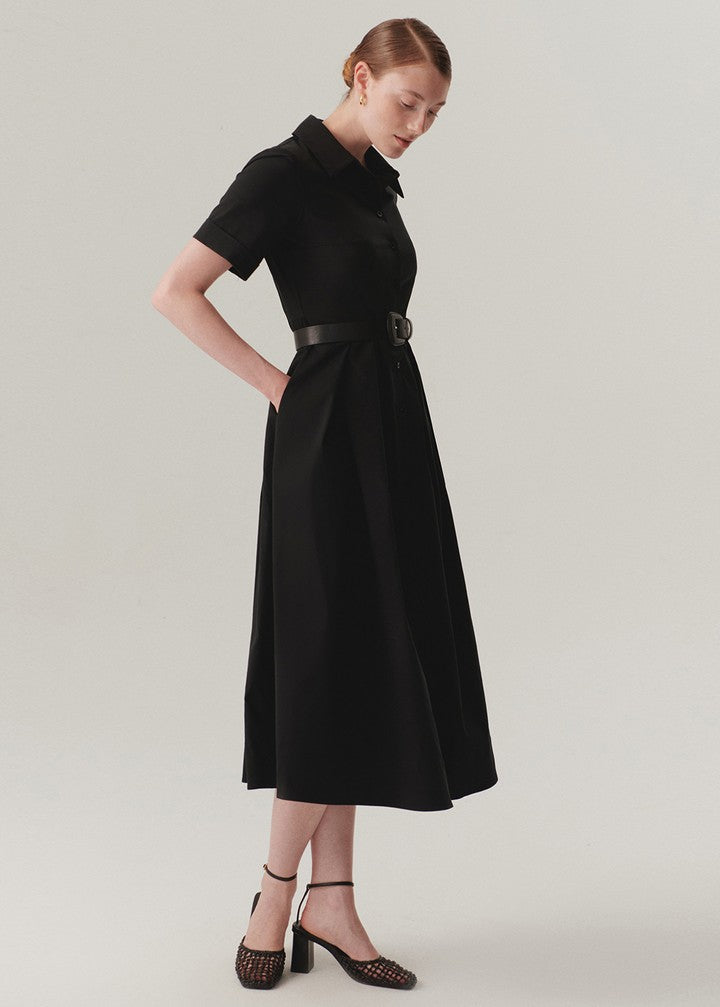 Classic Collar Belted Dress