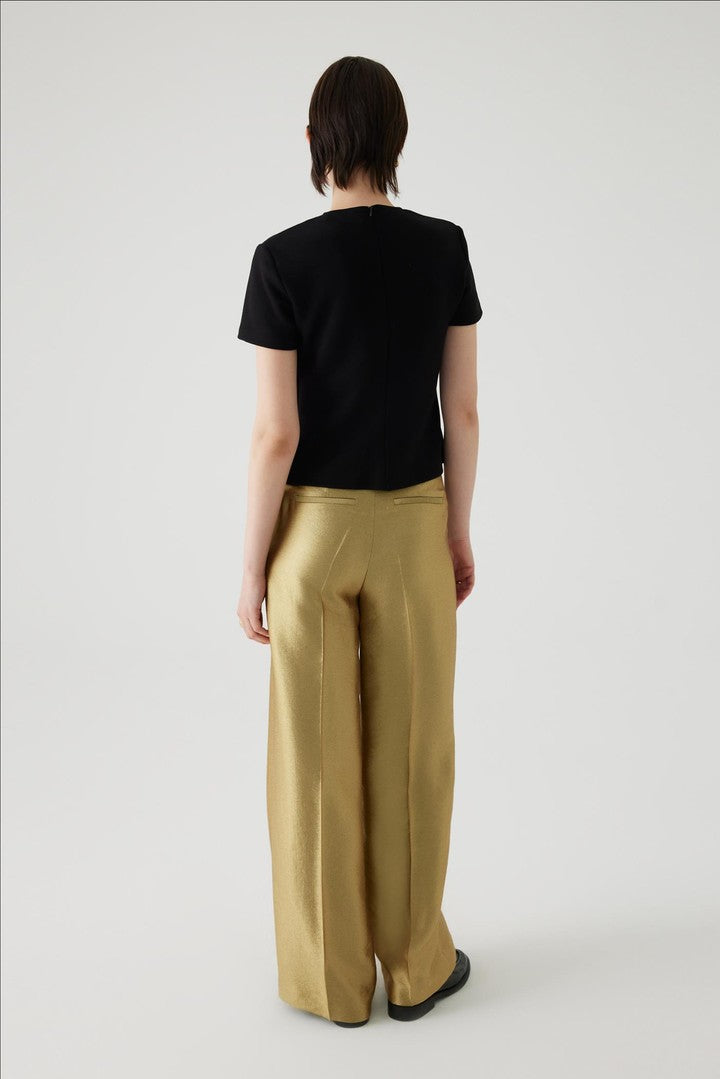 Regular Fit T-Shirt with Embroidered Neckline and Stone Details